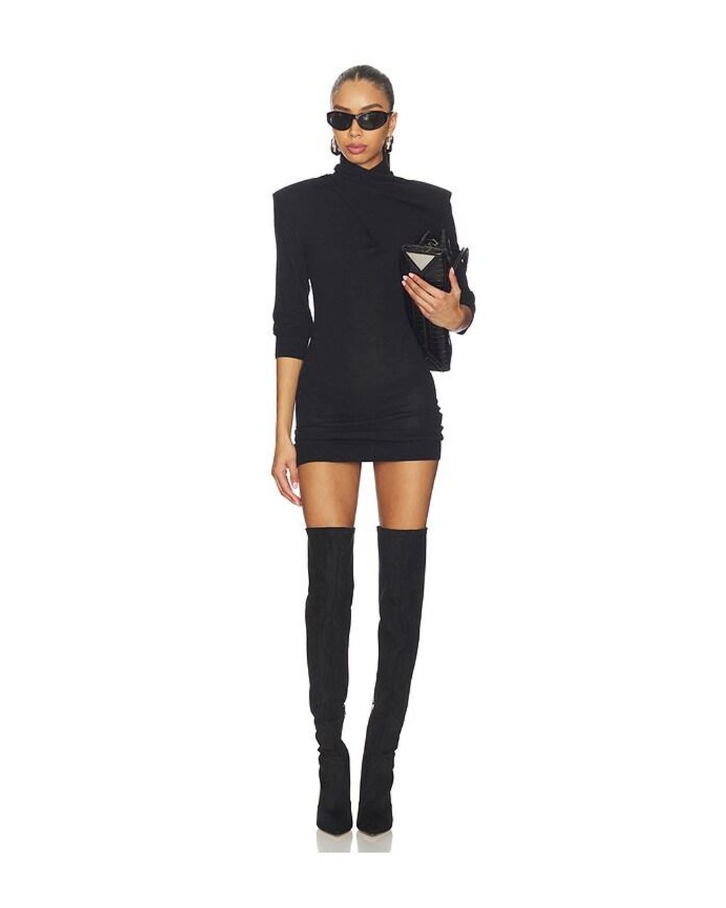 The Attico Black Light Wool Mini Dress