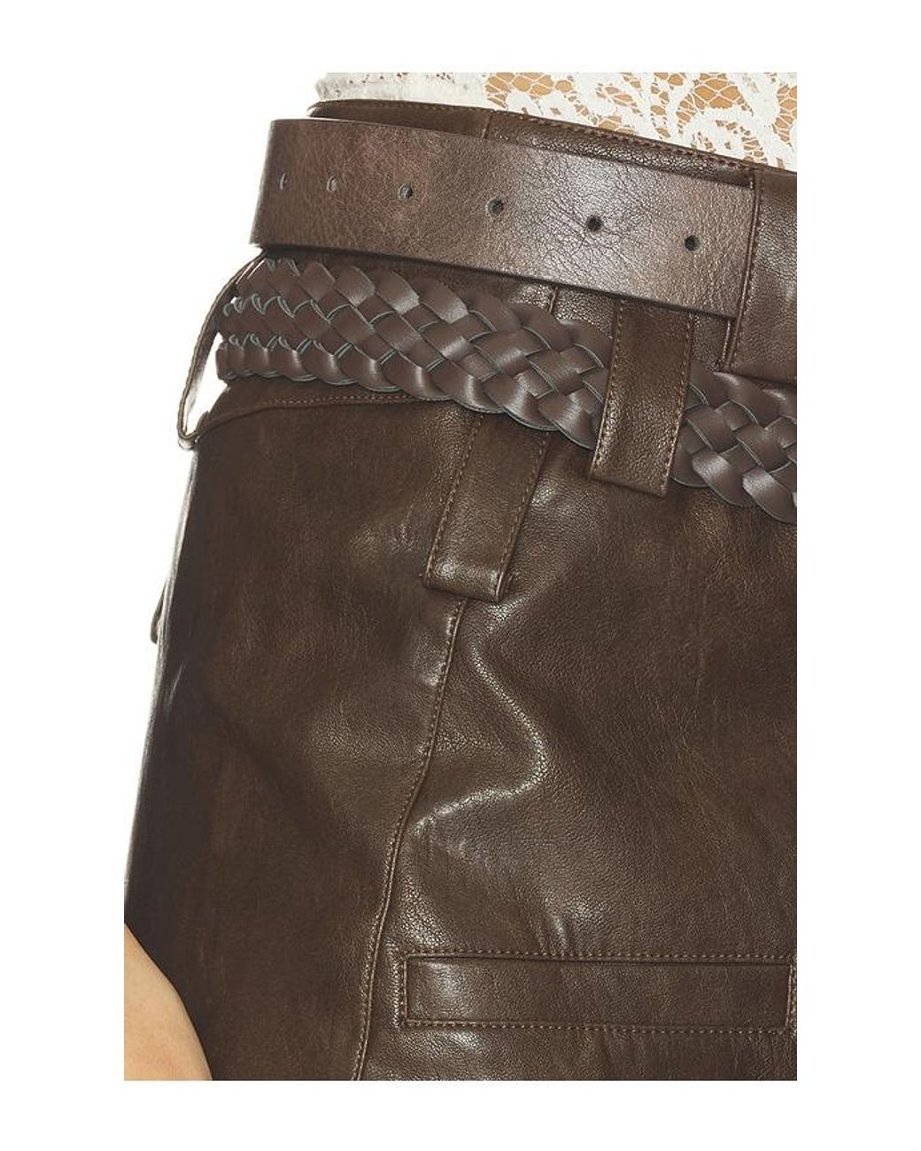 Markgong Black Faux Leather Pencil Skirt With Detachable Belts