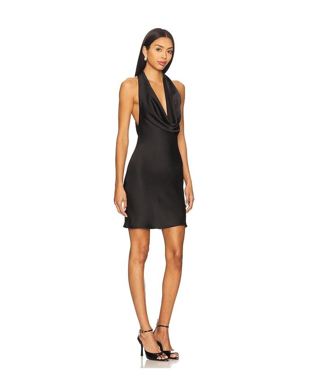 Norma Kamali Black Halter Drape Mini Dress