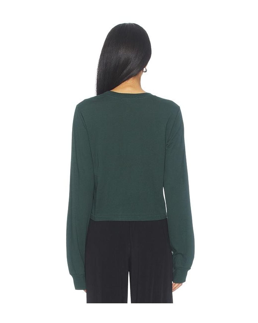 ÉTERNE Green Cotton Long Sleeve Boxy Tee