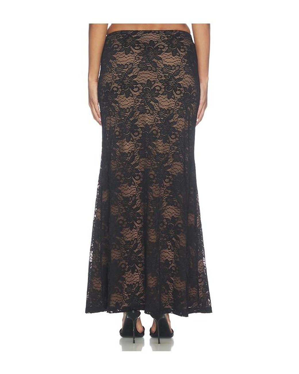 Runaway the Label Black Kiani Low Waist Lace Maxi Skirt