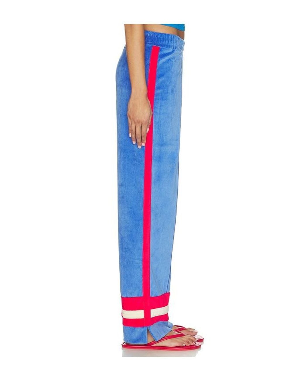 Araminta James Blue Velour Stripe Trackpant