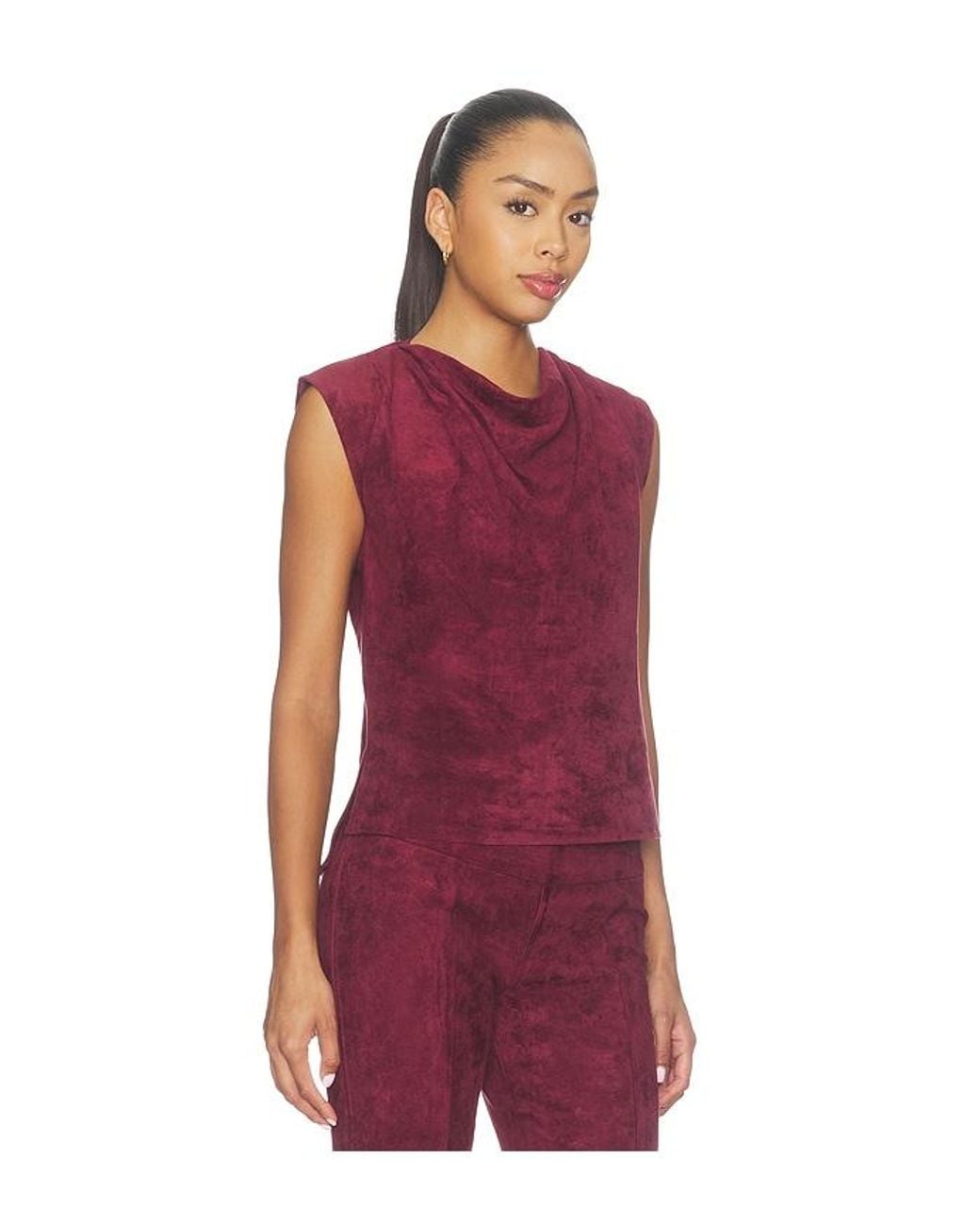 Amanda Uprichard Red Freya Suede Top