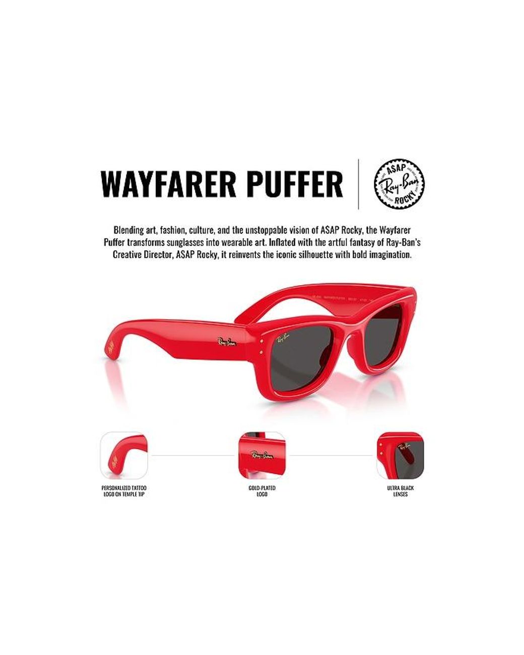 Ray-Ban Red X A$Ap Rocky Wayfarer Puffer for men