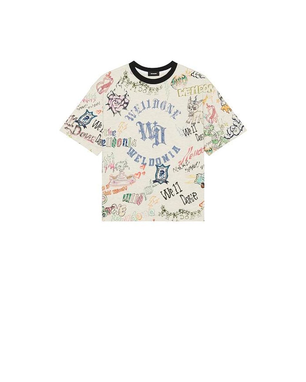 we11done Multicolor Doodle Printed T-Shirt for men
