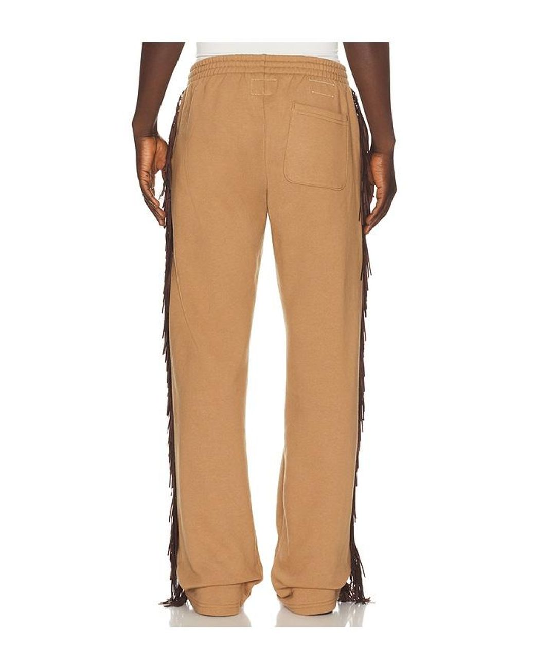 Austin Post White Fringed Straight Cut Pant for men
