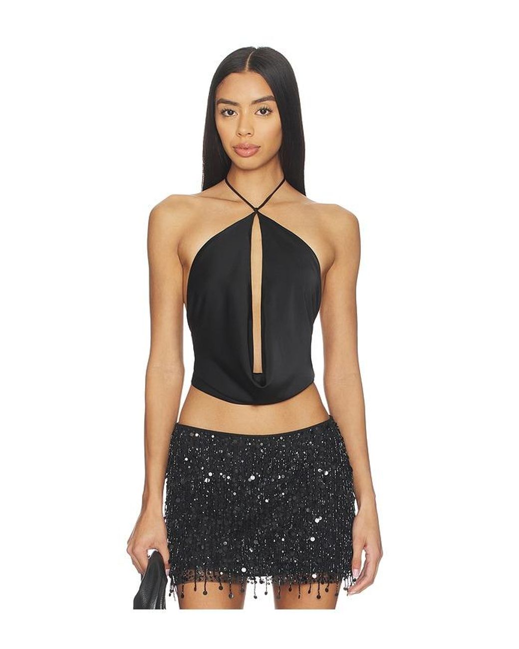 superdown Black Paulita Halter Top