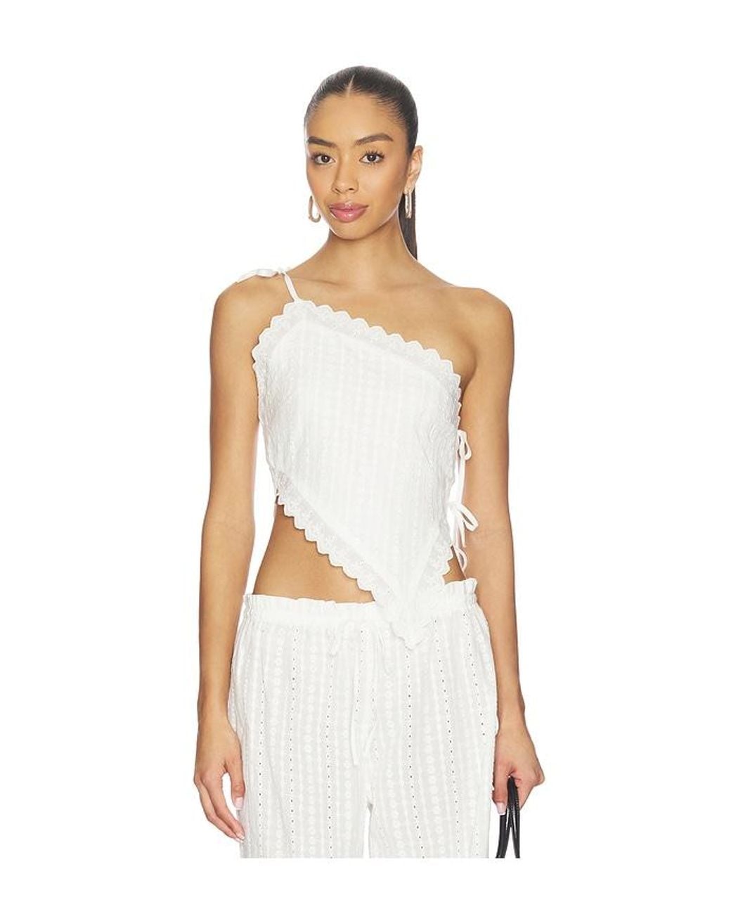 ELCE White Fiora Tie Top