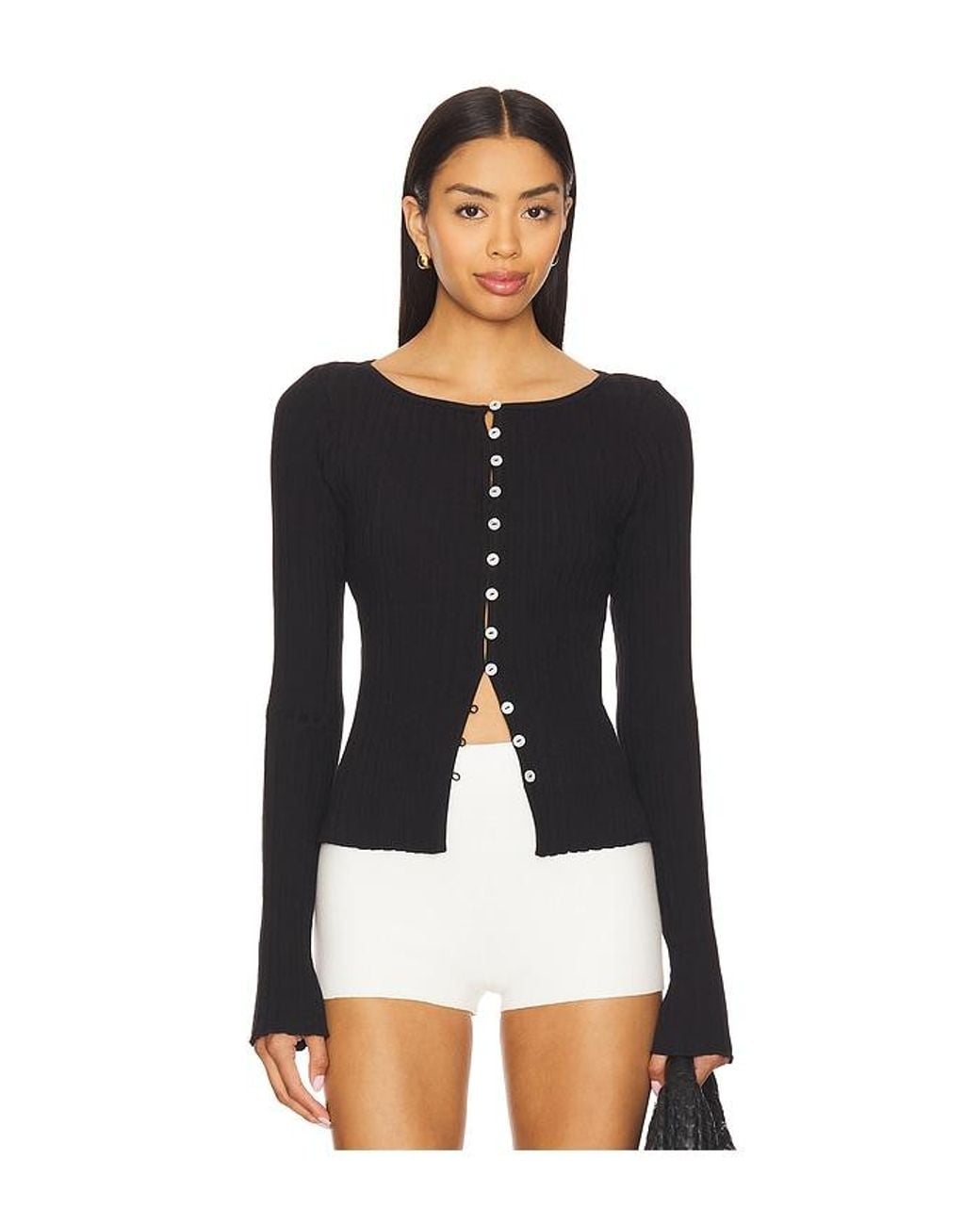 Free People Black Tilly Long Sleeve Top