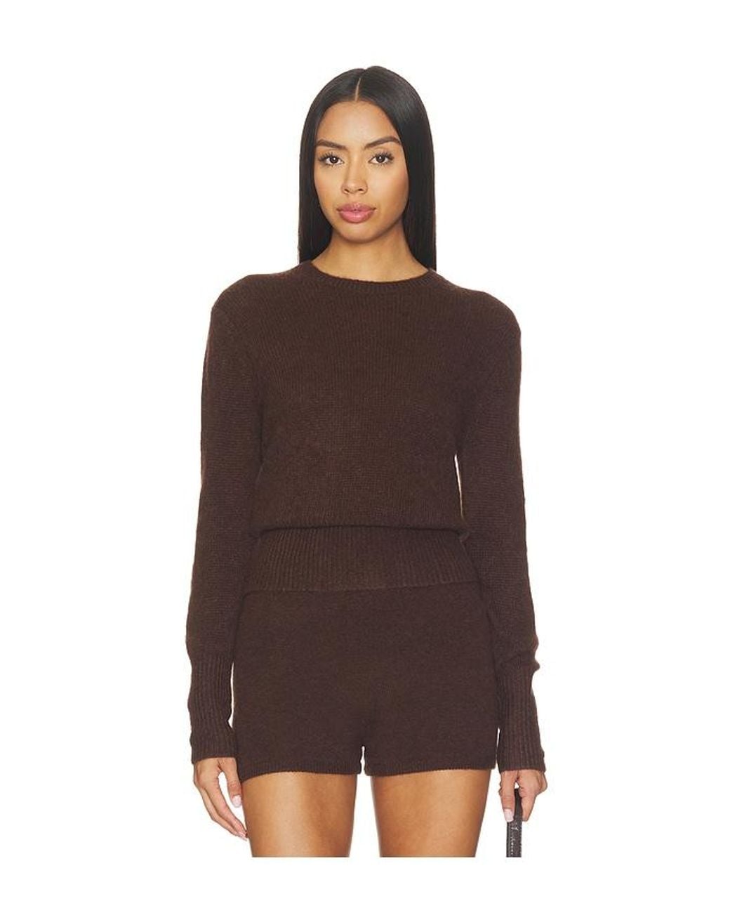 W. Cashmere Brown Laurel Cinched Waist Sweater