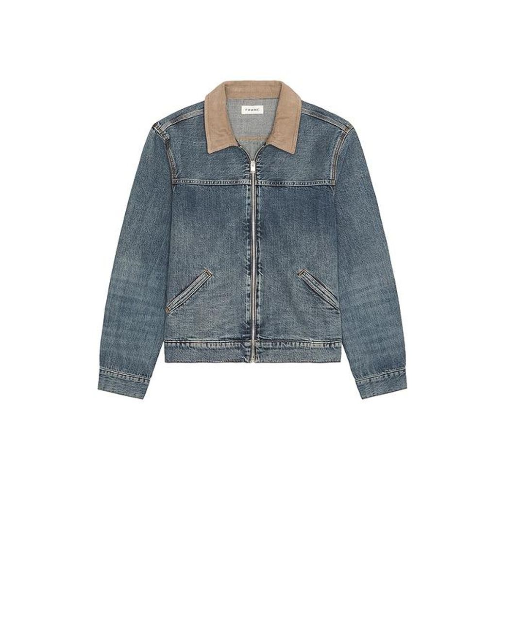 FRAME Blue Denim Zip Trucker for men