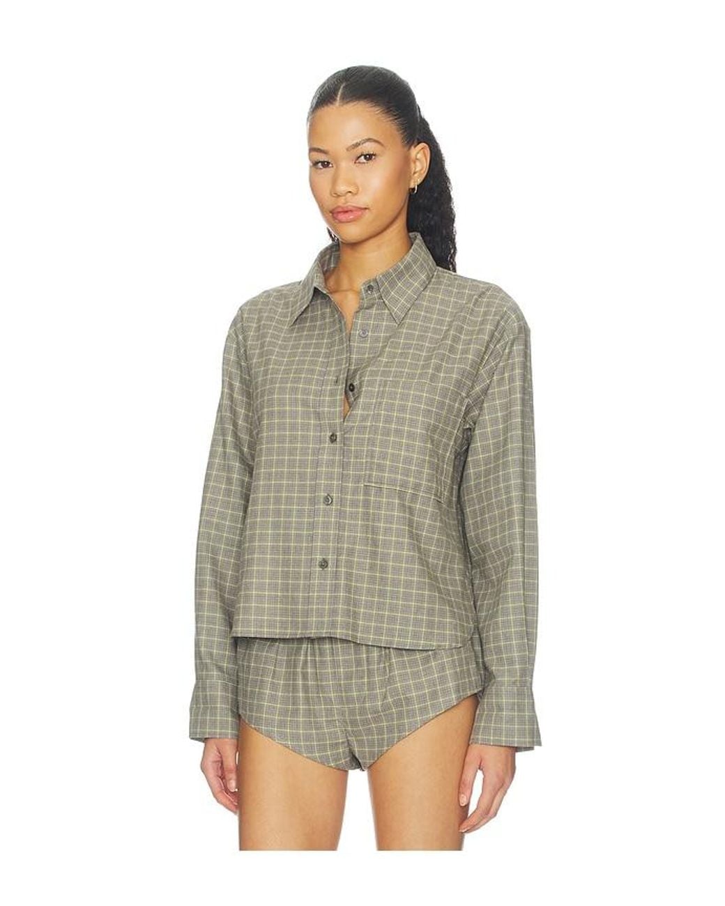 Closed Green Cropped Oversized Shirt