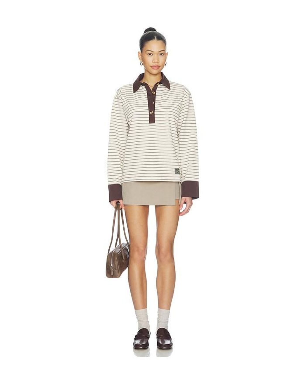Ganni Natural Single Pique Polo Top