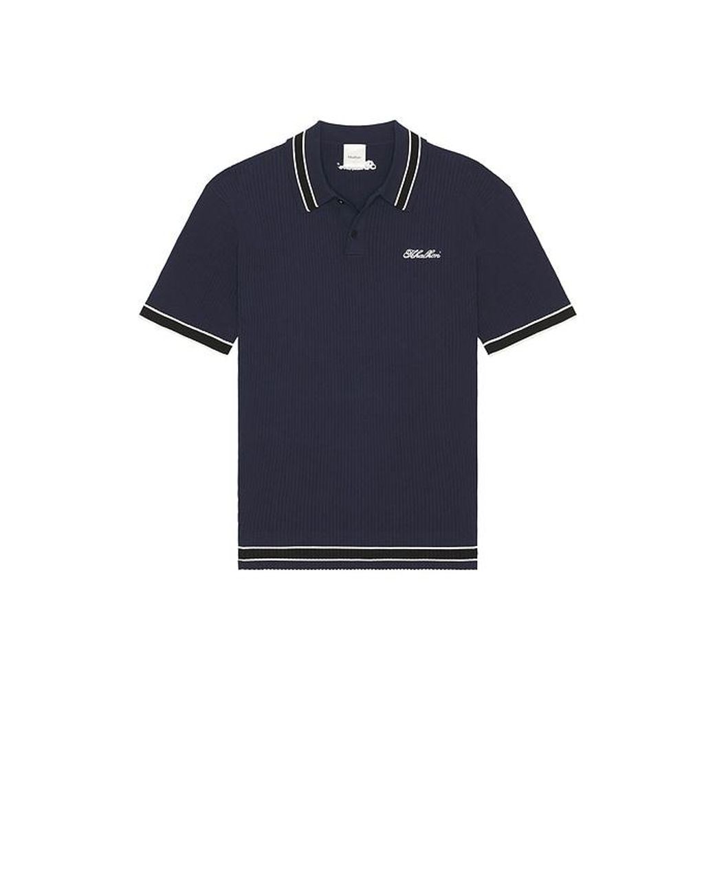 Khalhon Blue Varsity Tipped Rib Polo for men