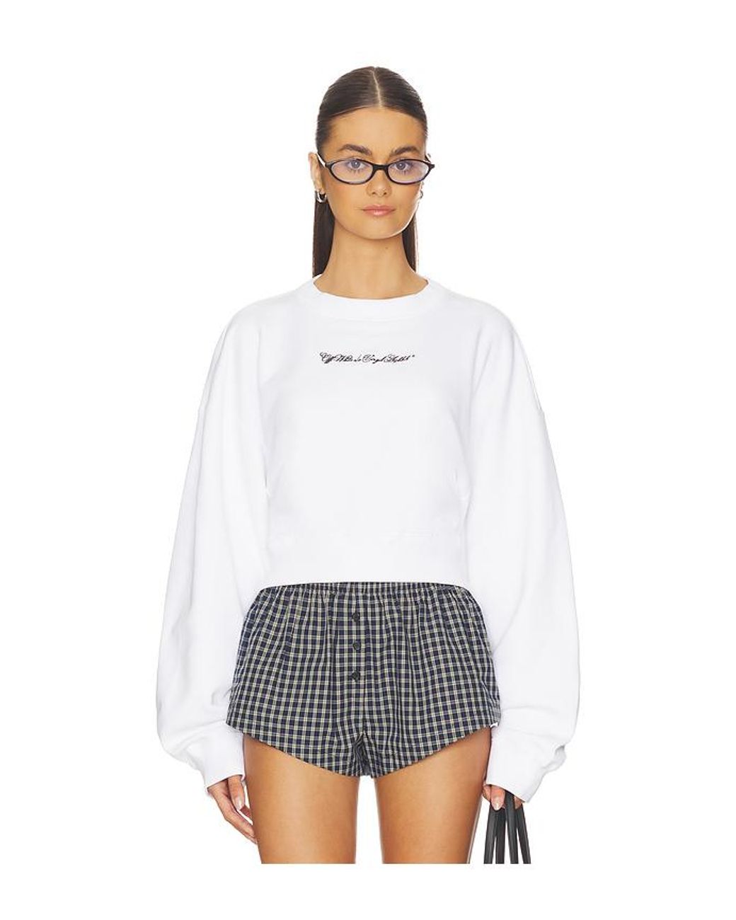 Off-White c/o Virgil Abloh White Embroidered Arrow Script Sweatshirt