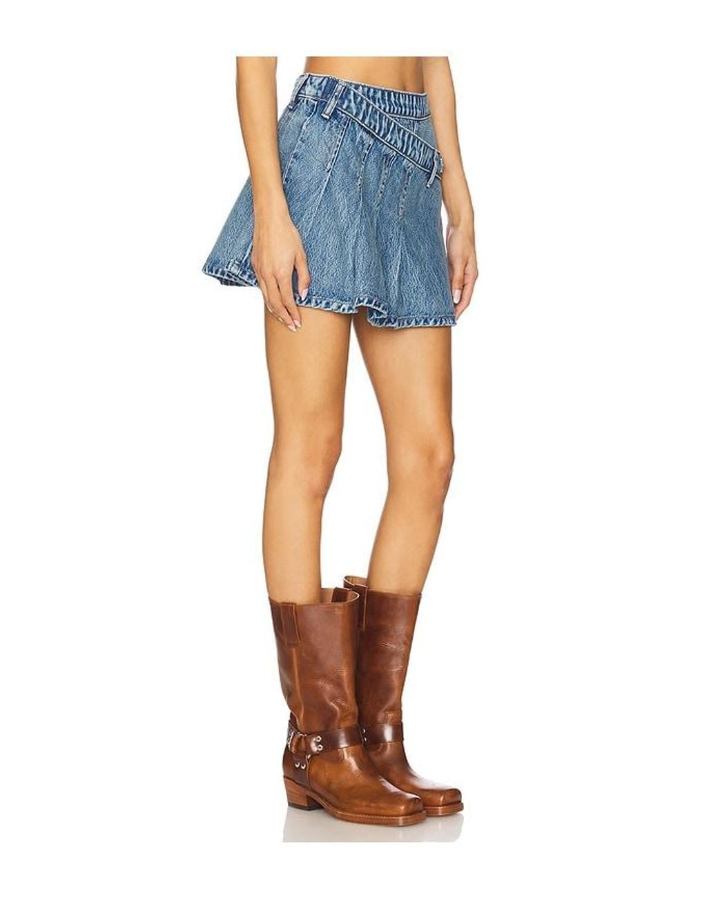 Free People Blue X We The Free Stephie Denim Skort