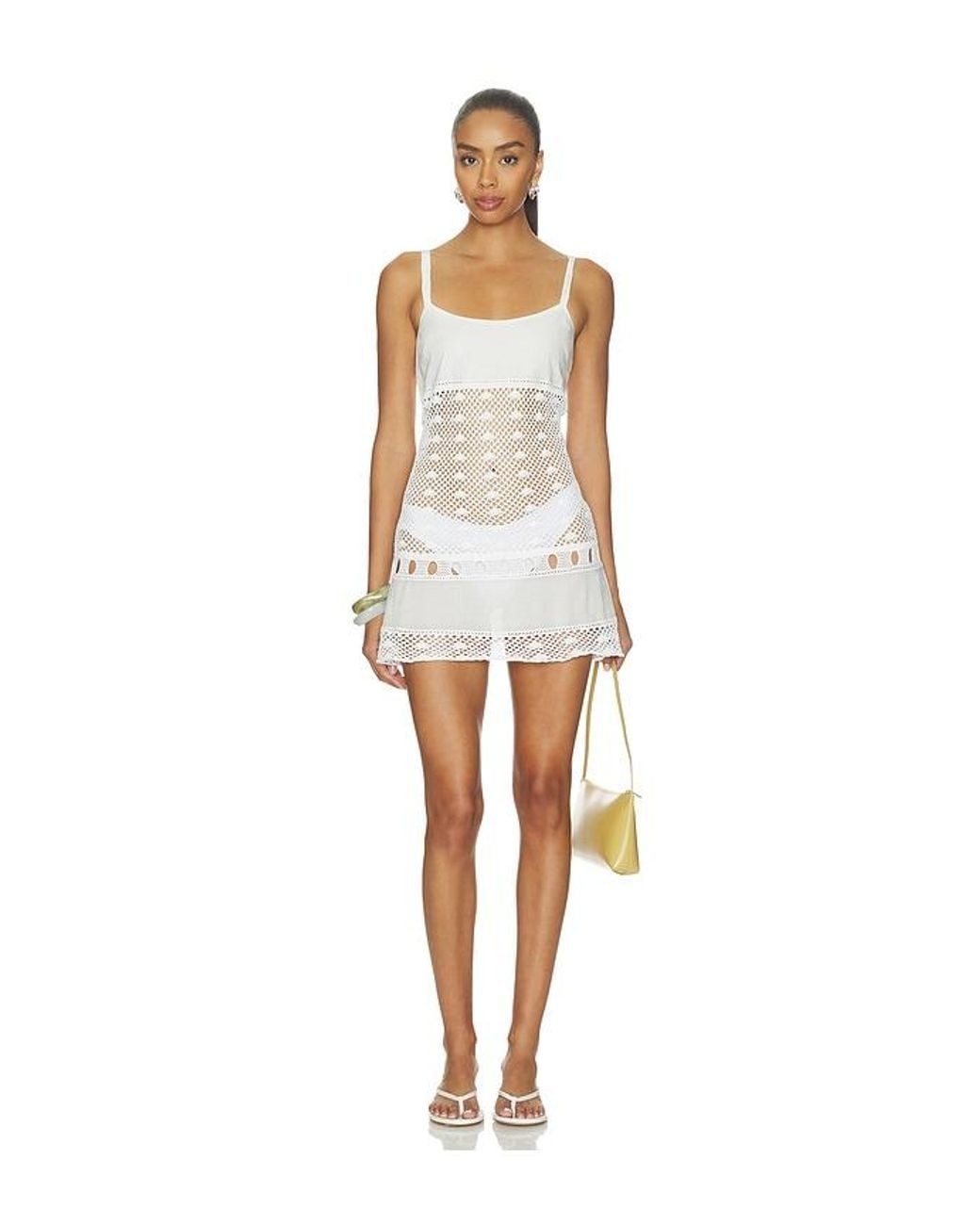 Frankie's Bikinis White X Jennie International Angel Crochet Mini Dress