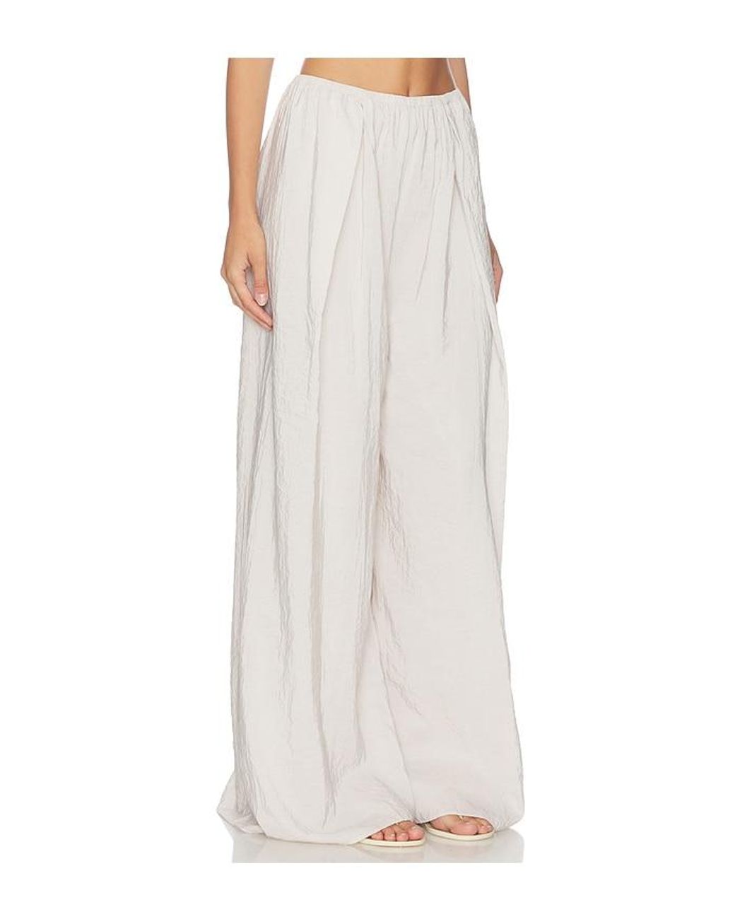 La Ligne White Pleated Wide Leg Pant