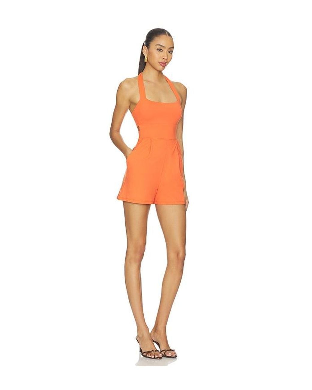 Susana Monaco Orange Wire Strap Tie Romper