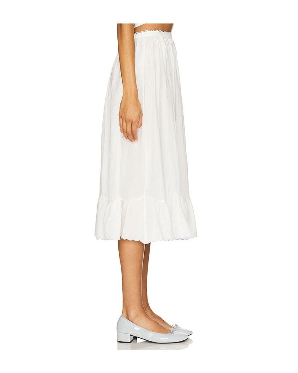 For Love & Lemons White Tea Time Poplin Midi Skirt