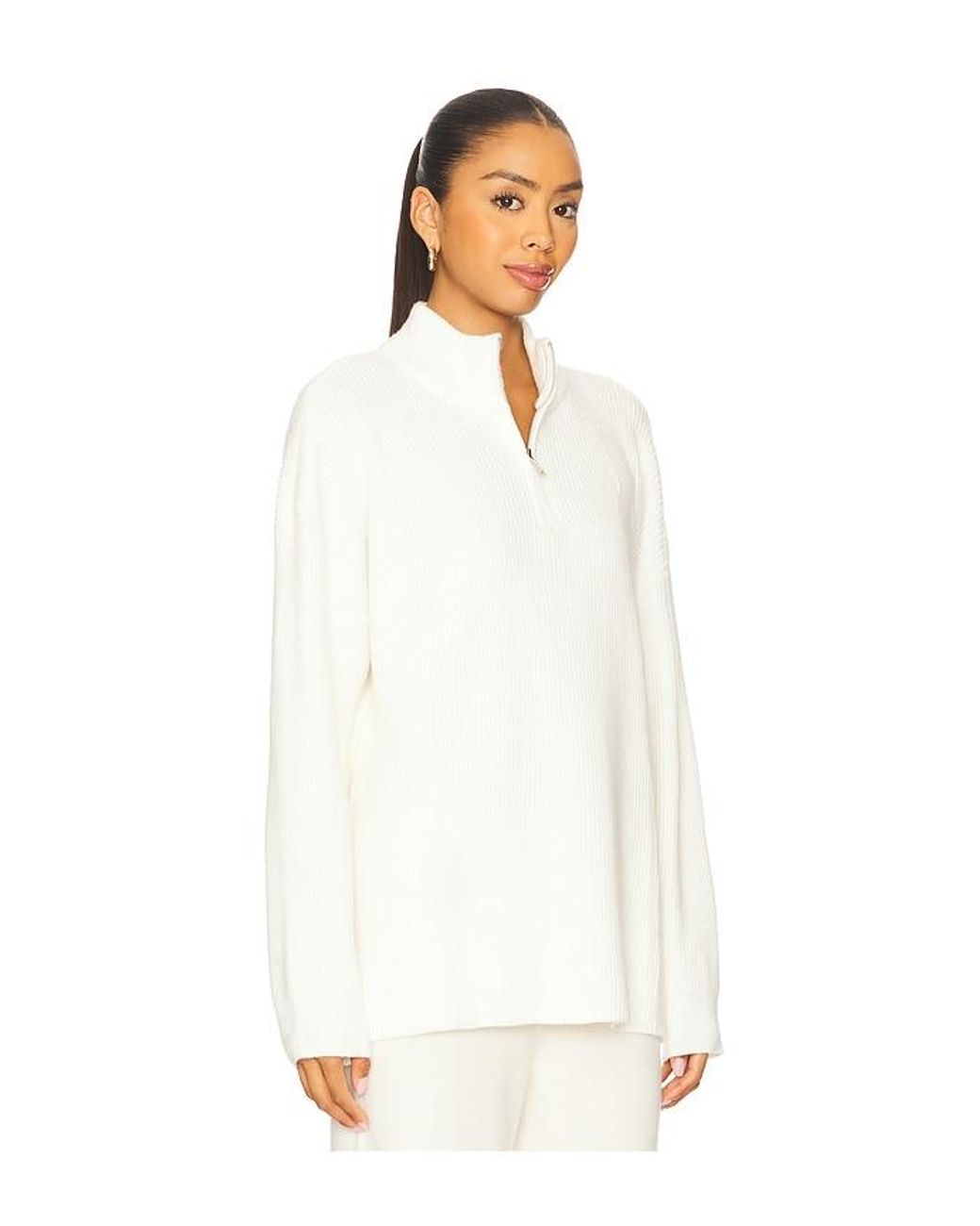 ALL THE WAYS White Melanie Quarter Zip Sweater