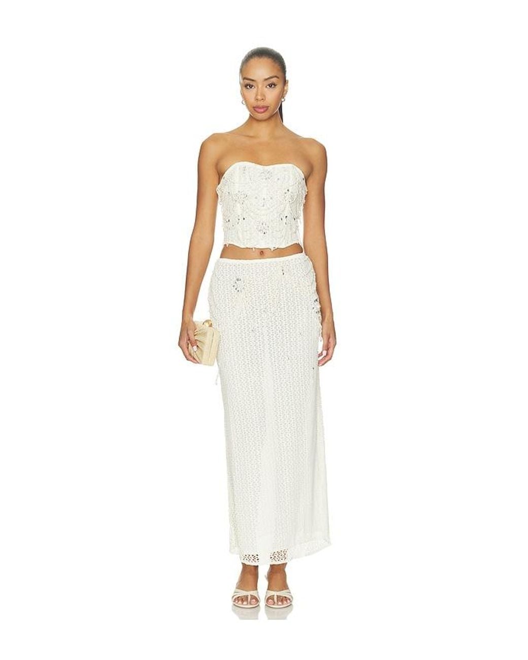 PATBO White Pearl Mesh Top