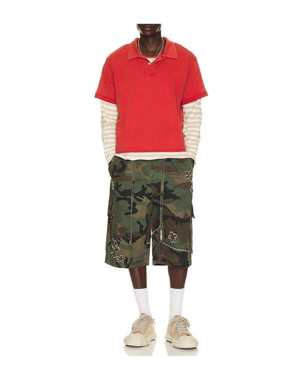 NAHMIAS Green Floral Patch Crystal Short for men