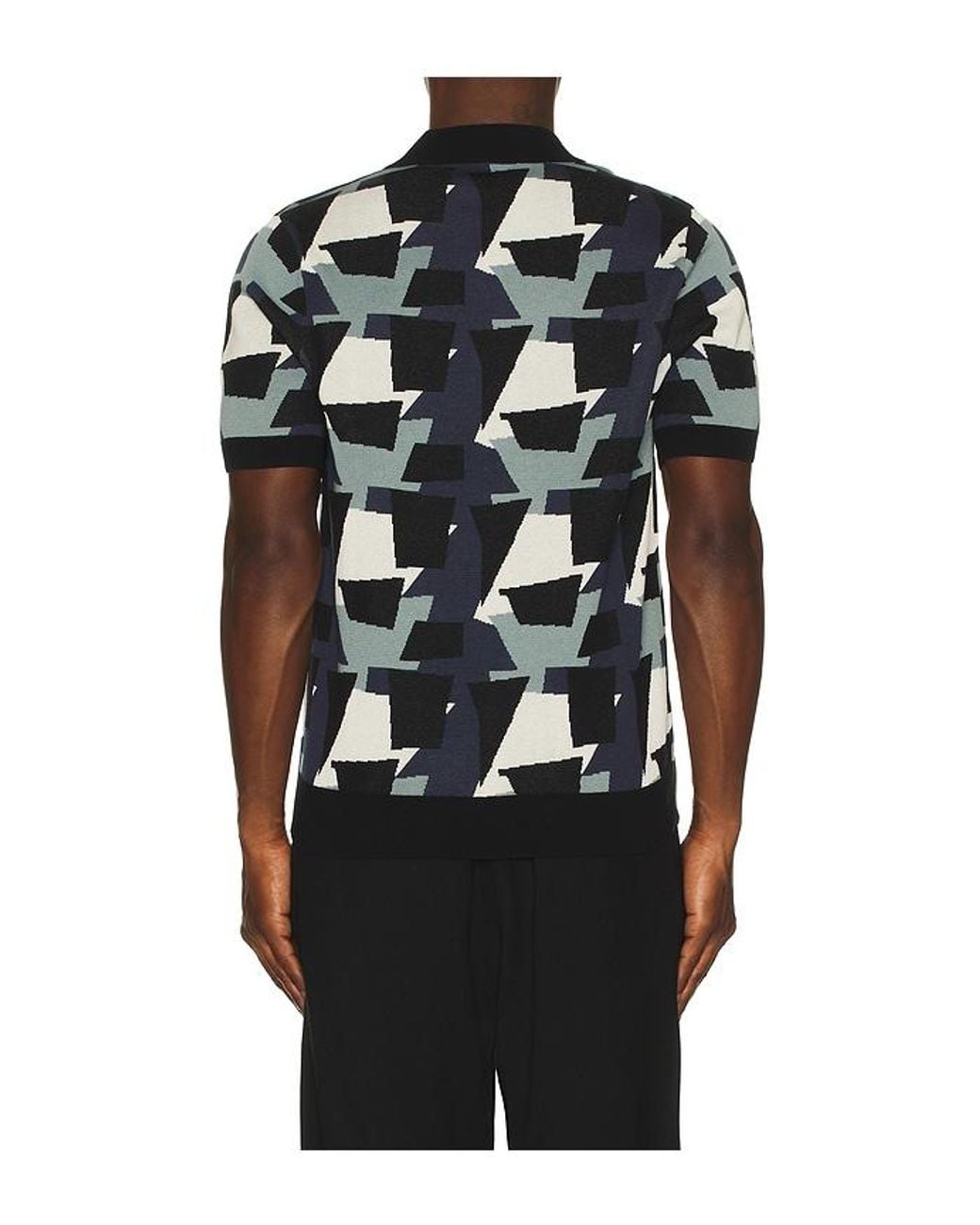 Fred Perry Black Fragment Jacquard Knit Polo Shirt for men