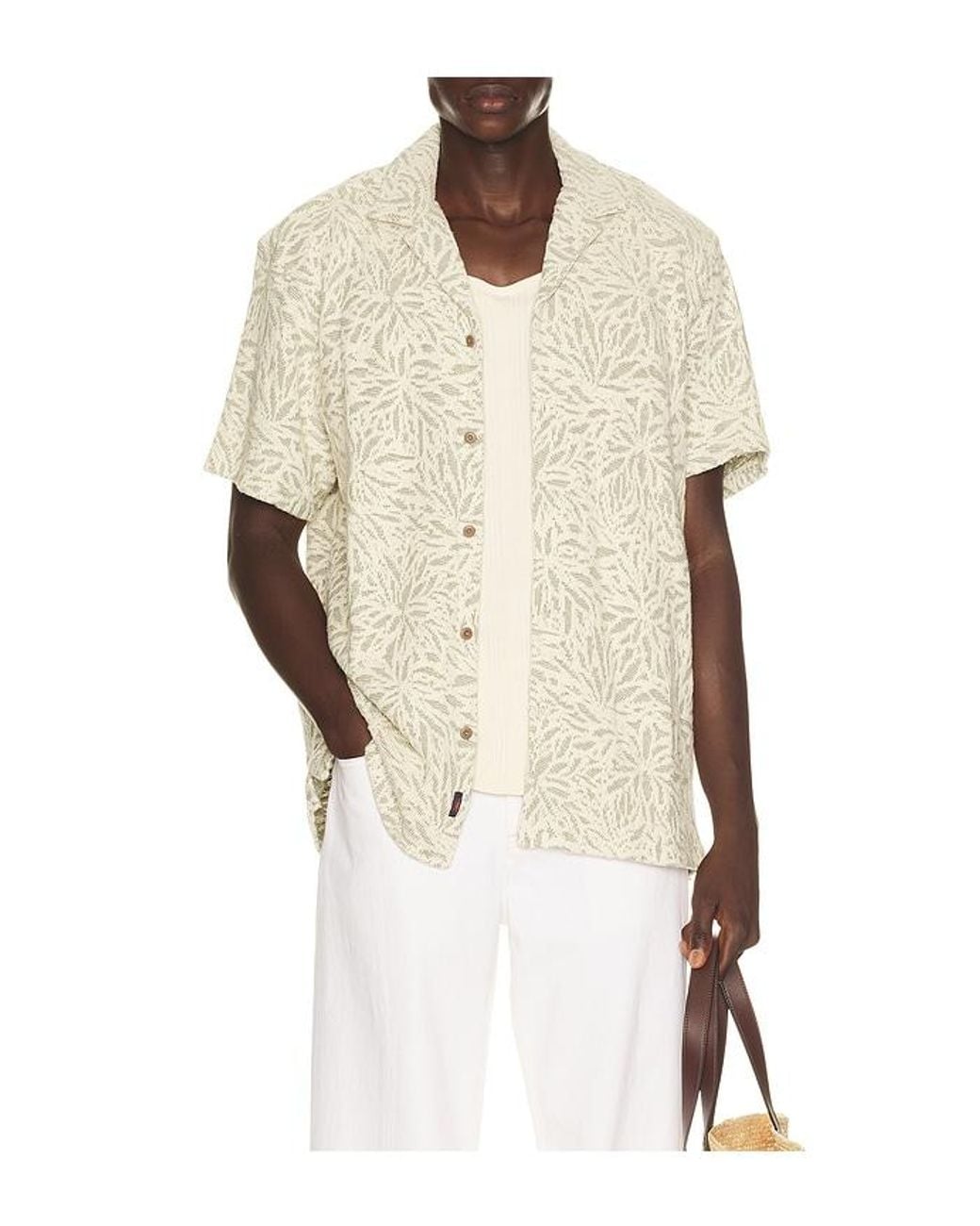 Faherty Brand Natural Short Sleeve Oasis Camp Shirt for men