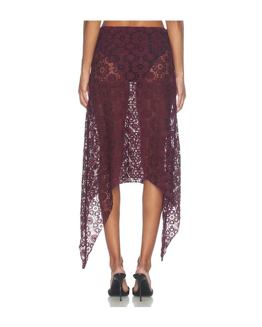 Lioness Purple Trophy Lace Midi Skirt