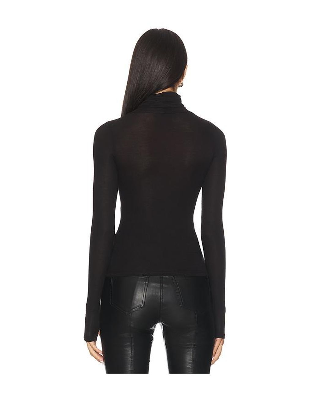 Michael Lauren Black Rem Long Sleeve Fitted Turtleneck Top