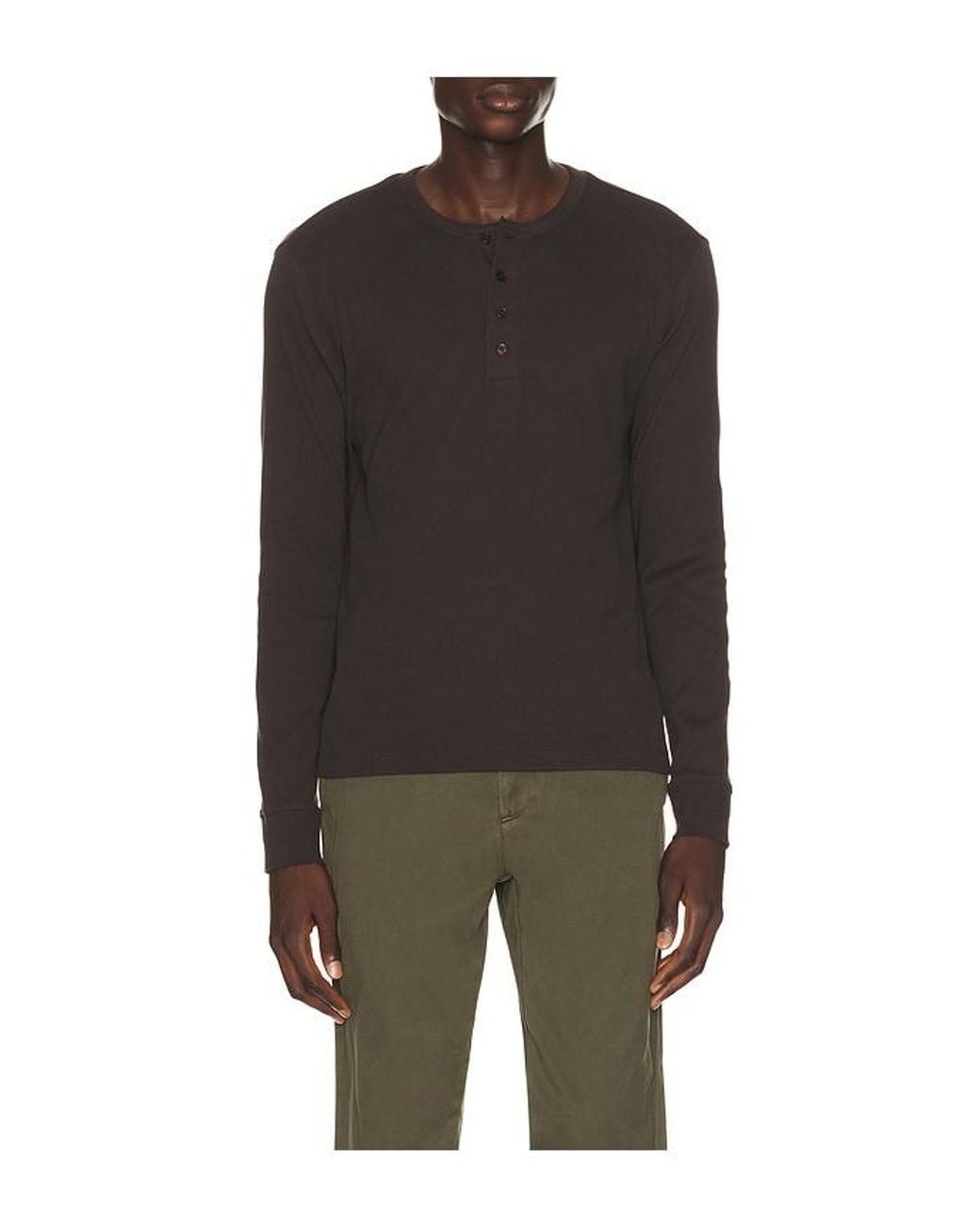 Vince Black Long Sleeve Henley Shirt for men