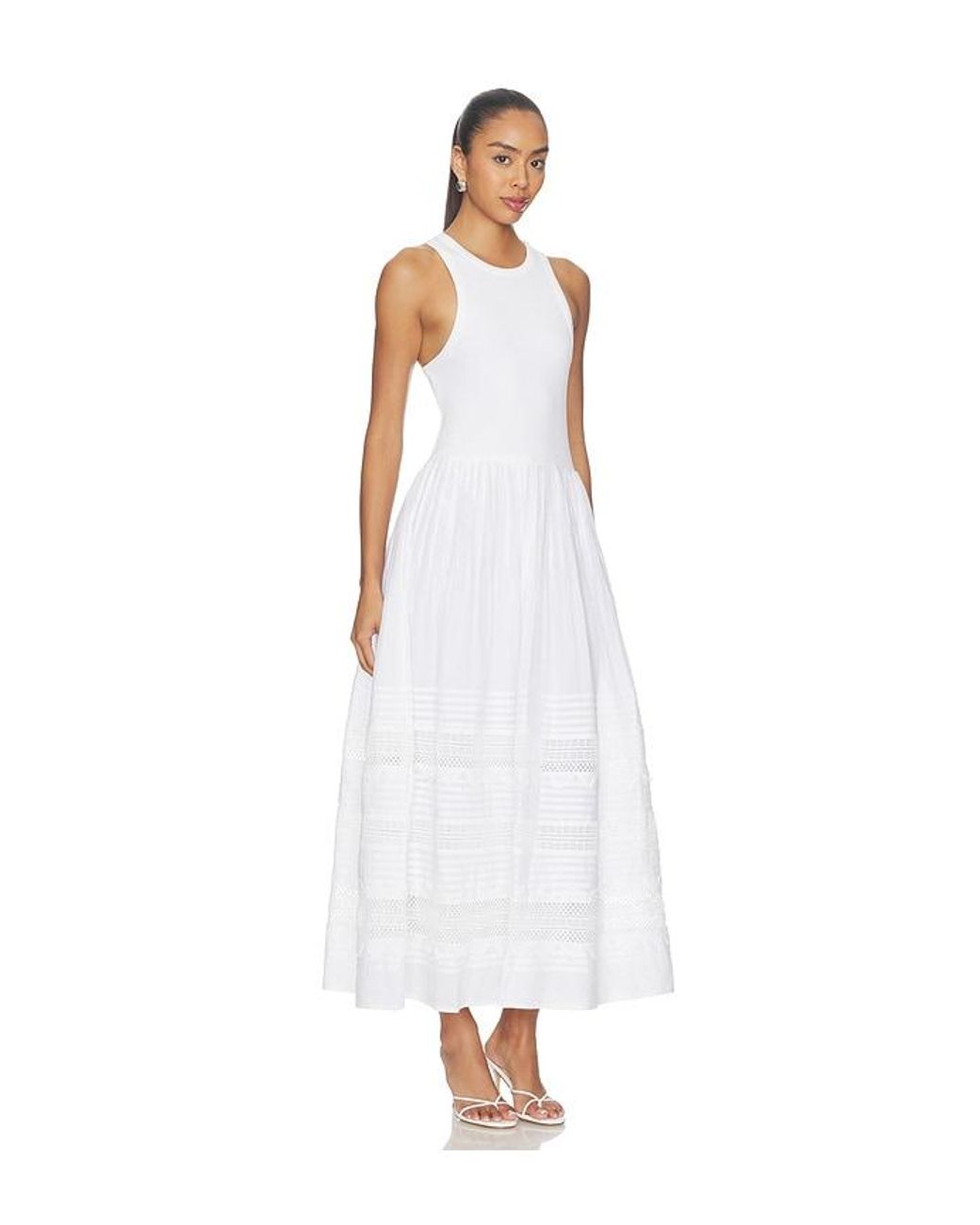 Polo Ralph Lauren White Voile Crew Neck Fit & Flare Dress