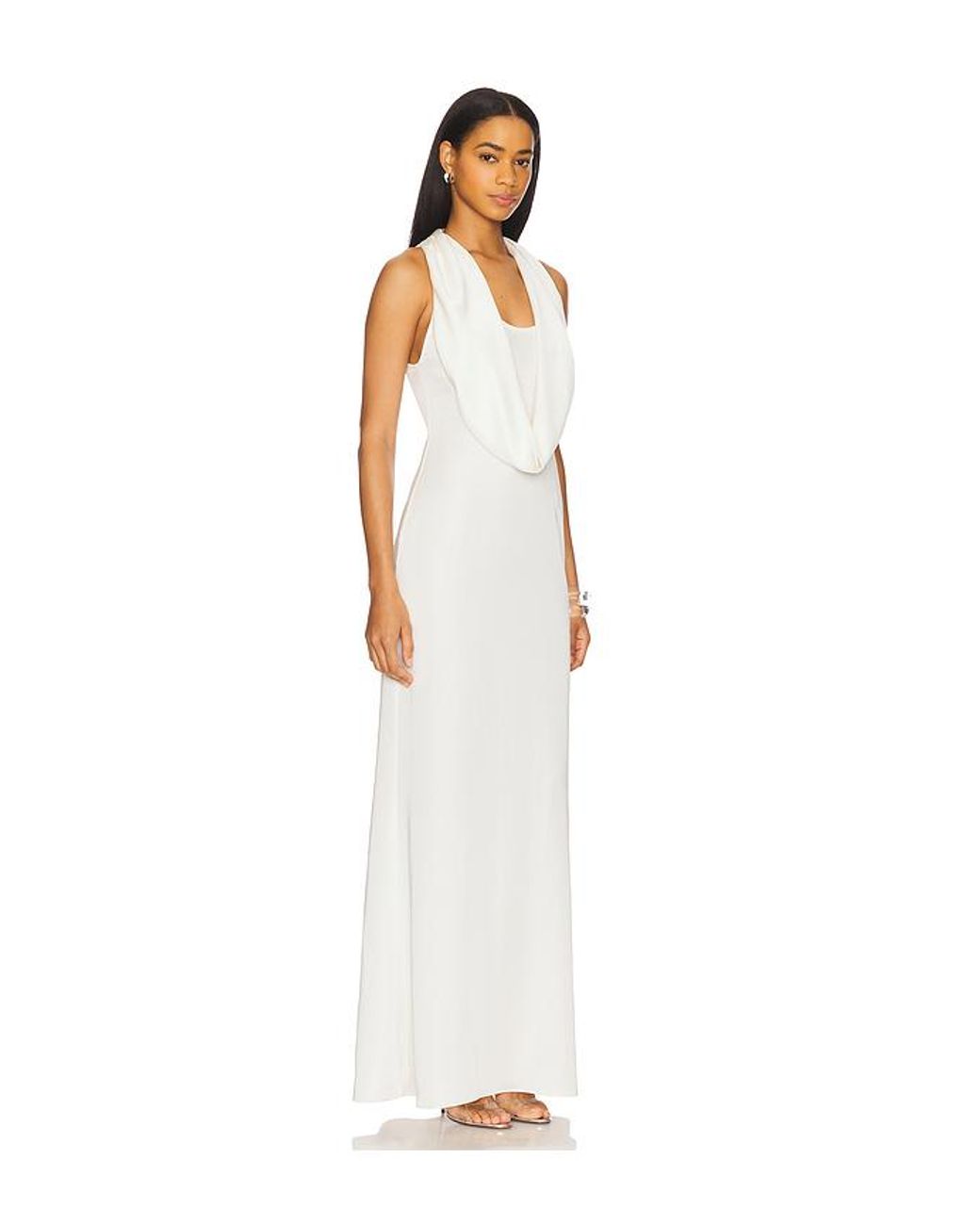 LAPOINTE White Kleid Aus Leichtem Satin Mit Wasserfallausschnitt