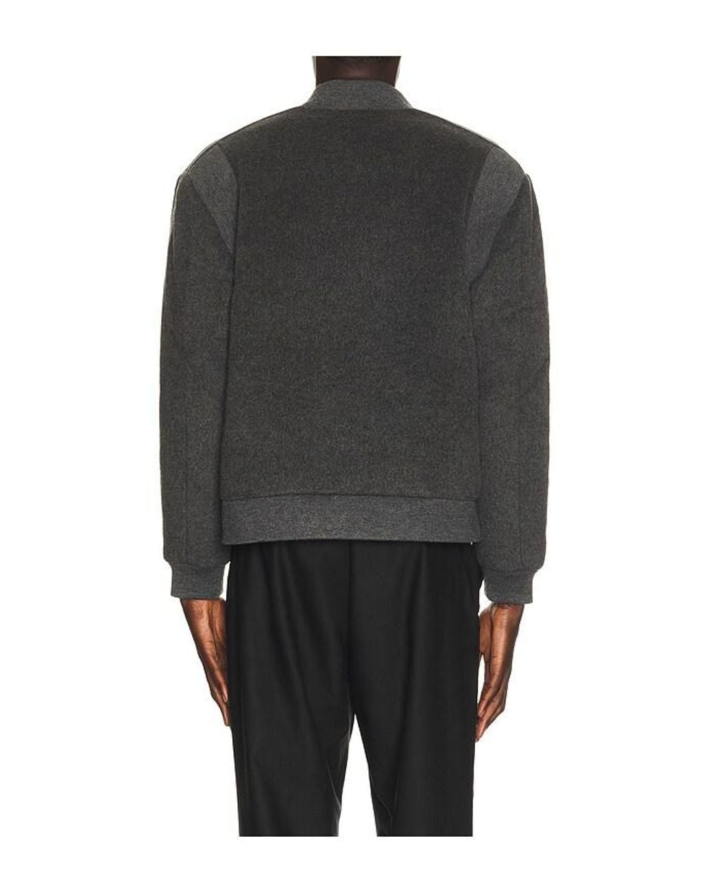 KROST Black Wool Rib Varsity Jacket for men
