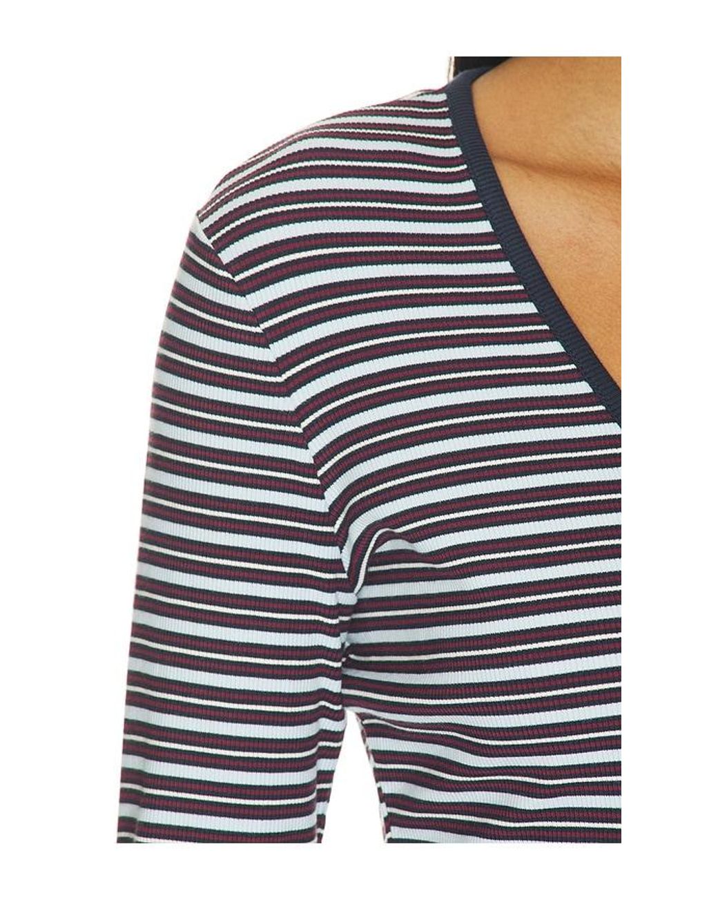 GOOD AMERICAN Blue The Rib V Neck Cardigan