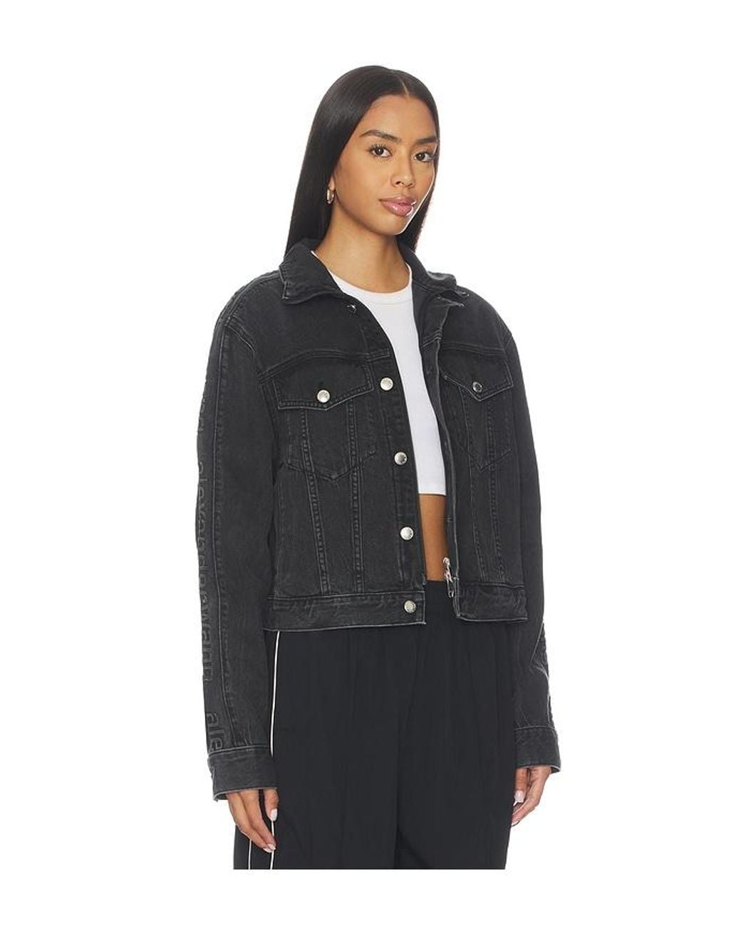 Alexander Wang Blue Jacke Denim Track With Embossed Logo Panel