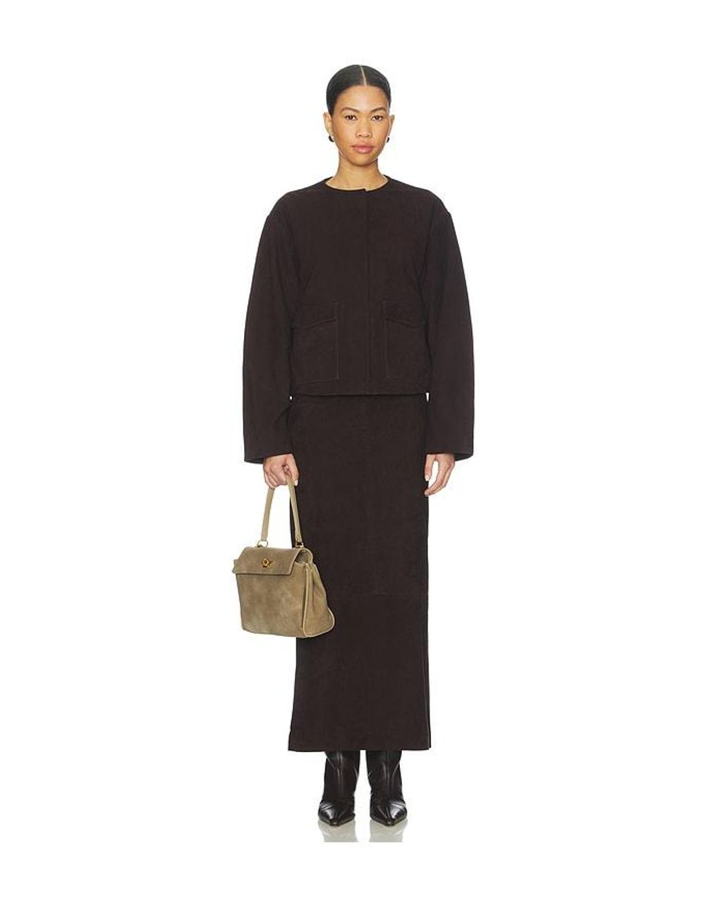 St. Agni Black Suede Utility Cocoon Bomber