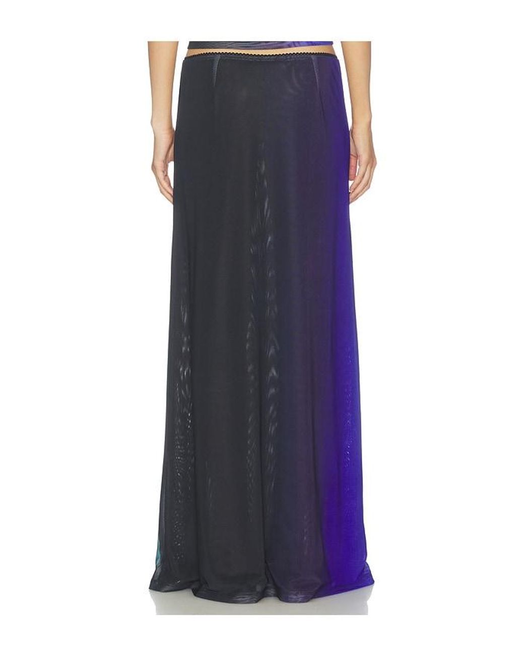 With Harper Lu Blue Mesh Maxi Skirt