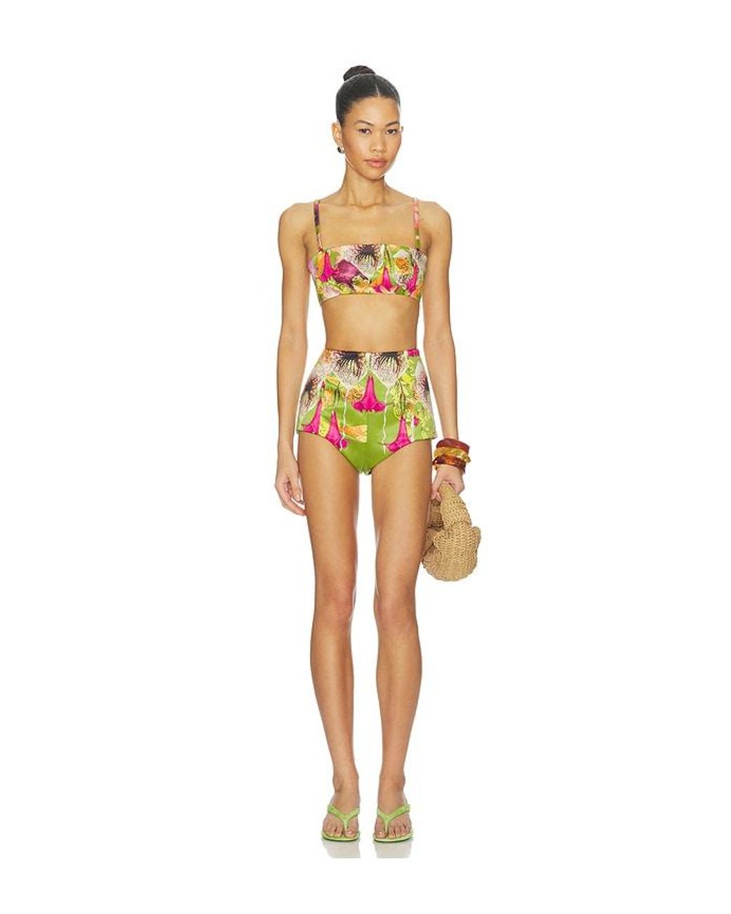 Muma World Green Beaded Floral Canopy Hot Short
