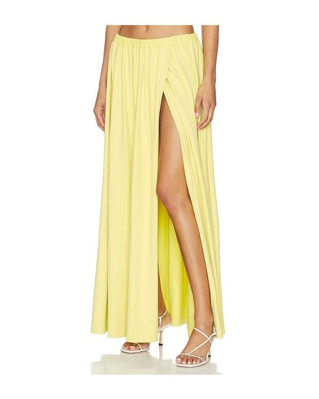 Susana Monaco Yellow High Slit Wrap Skirt