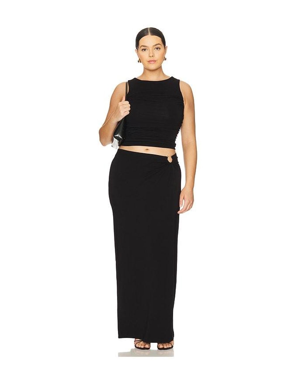 GOOD AMERICAN Black Ruched Tank Top