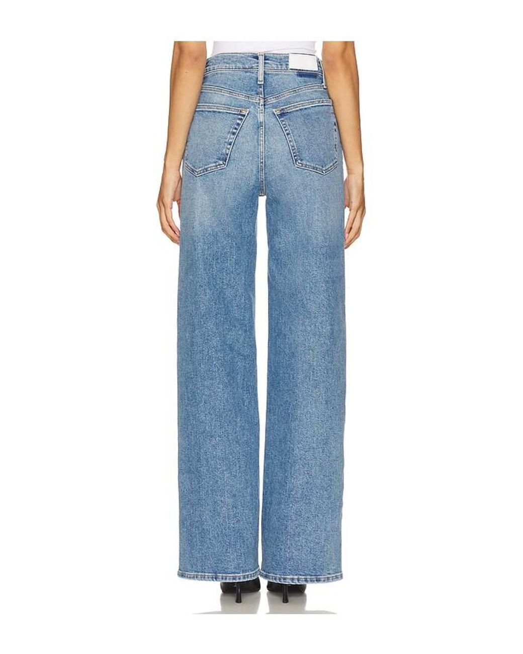 Re/done Blue 70S Ultra High Rise Wide Leg Jeans