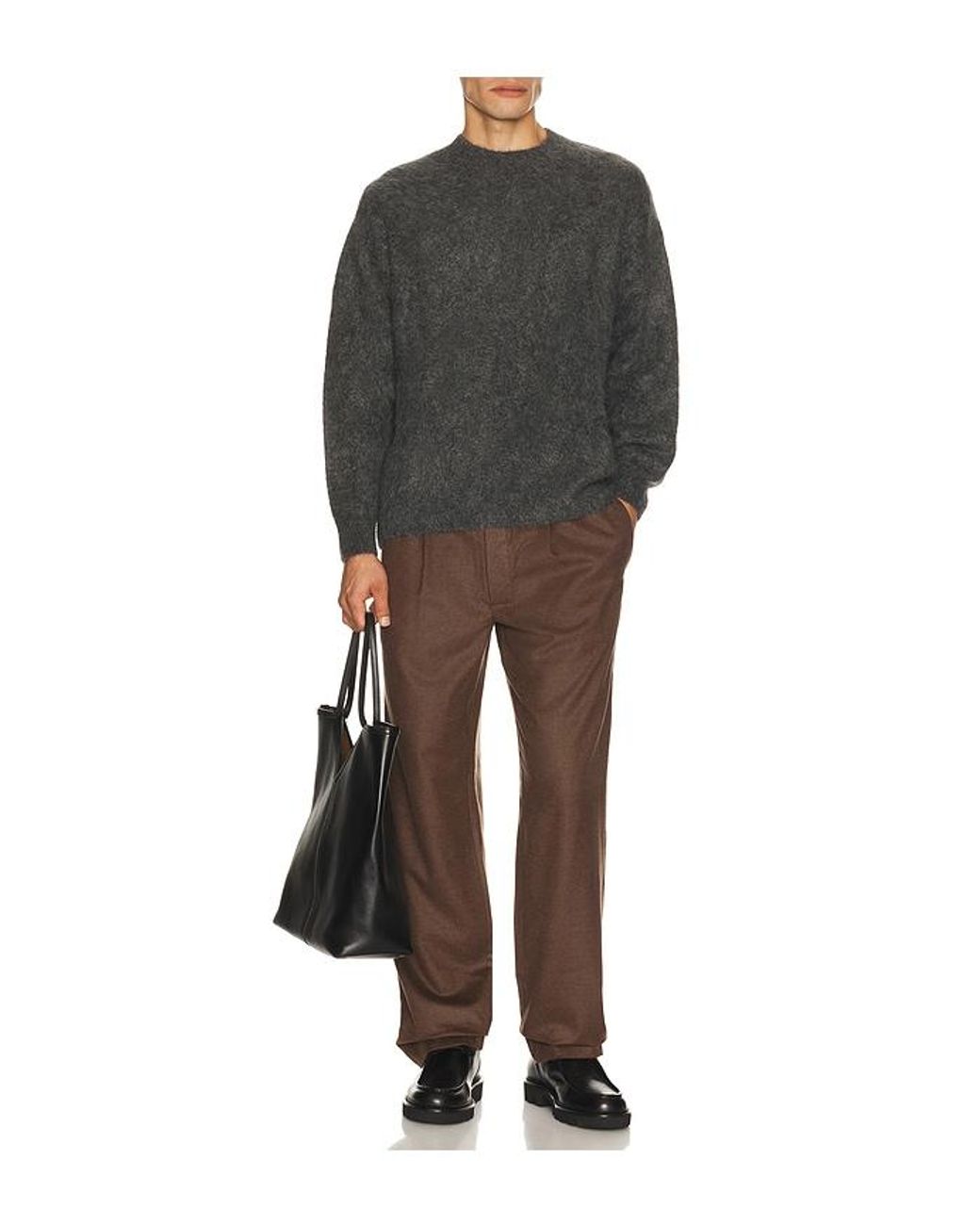 Soft Goat Brown Straight Drawstring Trousers for men