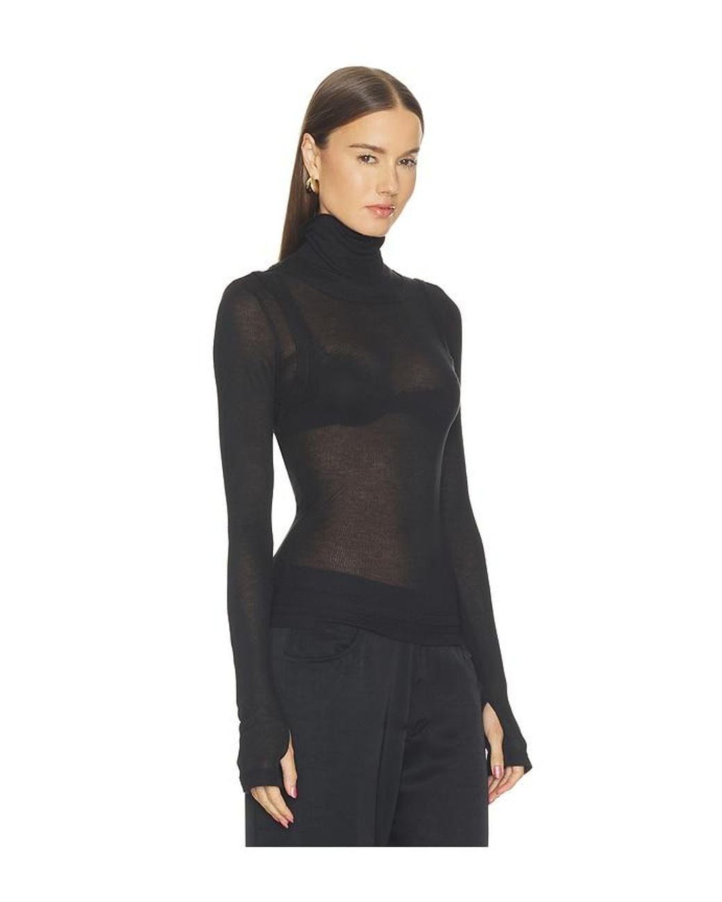 Helmut Lang Black Layer Long Sleeve Neck Sheer