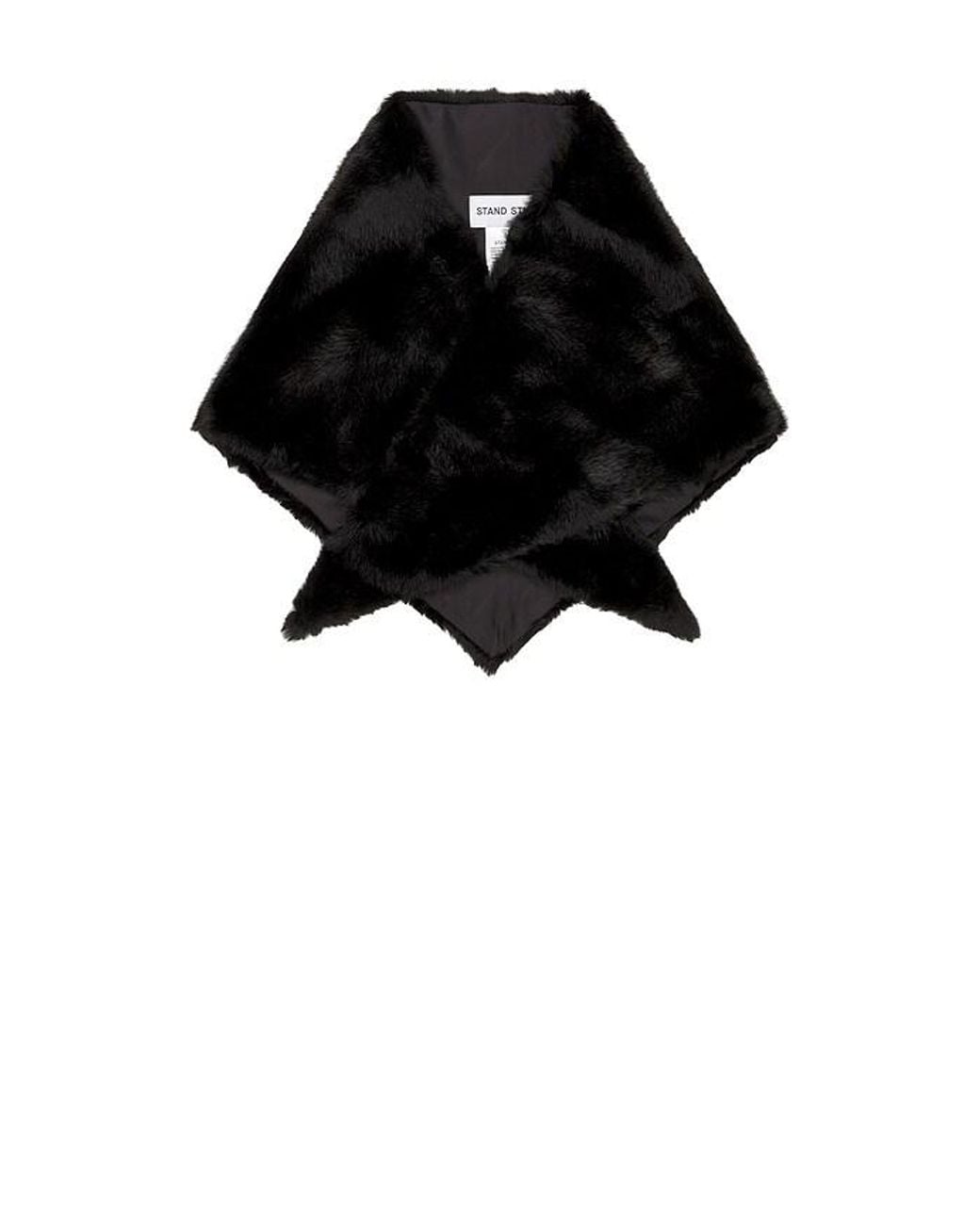 Stand Studio Black Cassi Faux Fur Scarf