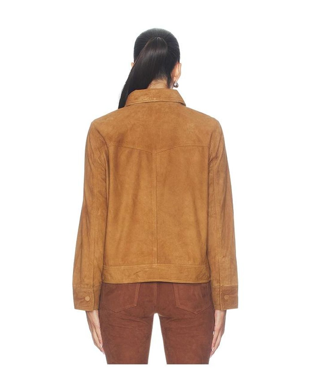 GOOD AMERICAN Brown The Suede Boxy Jacket