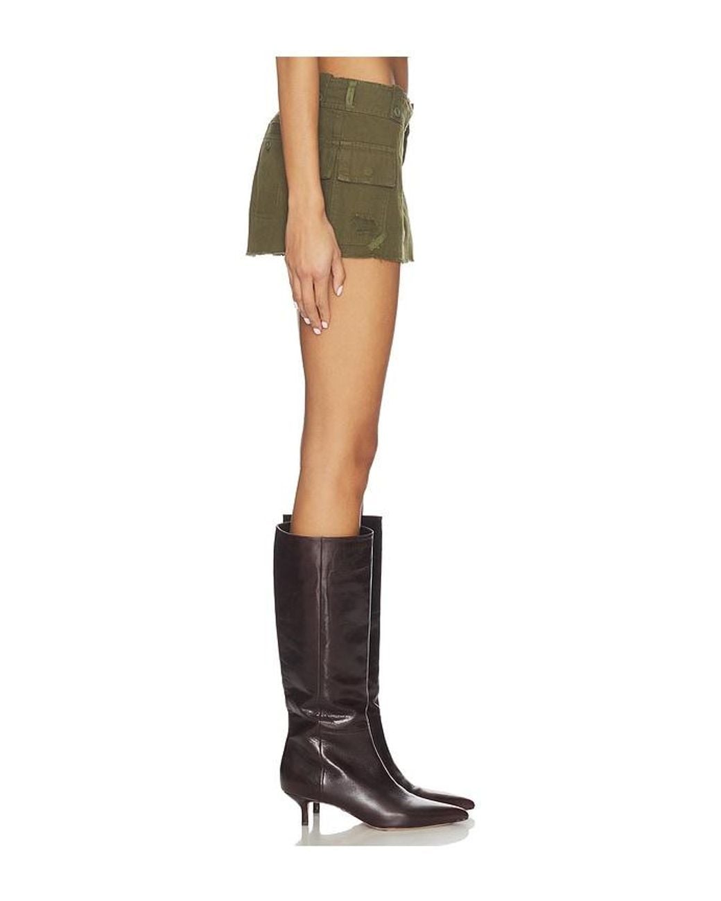 GUIZIO Green Cargo Mini Skirt