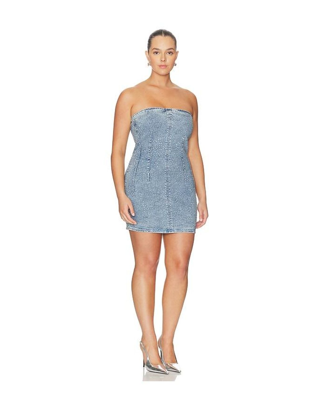 GOOD AMERICAN Blue Crystal Strapless Mini Dress