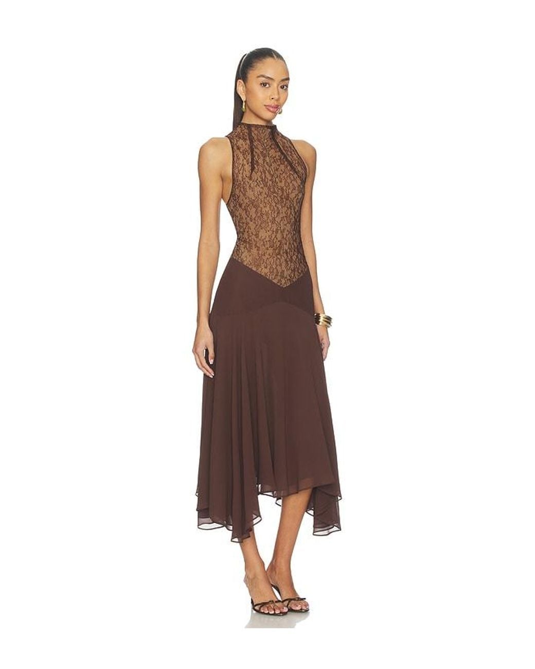 De La Vali Brown Chandra Midi Dress